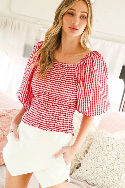 Red & White Gingham Top