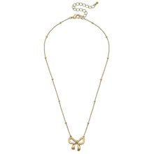Load image into Gallery viewer, Rosalie Bow Pendant Necklace in Worn Gold
