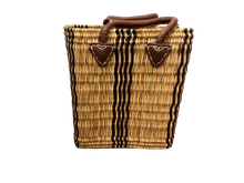 Load image into Gallery viewer, Rectangle Straw Tote w/Black Strip
