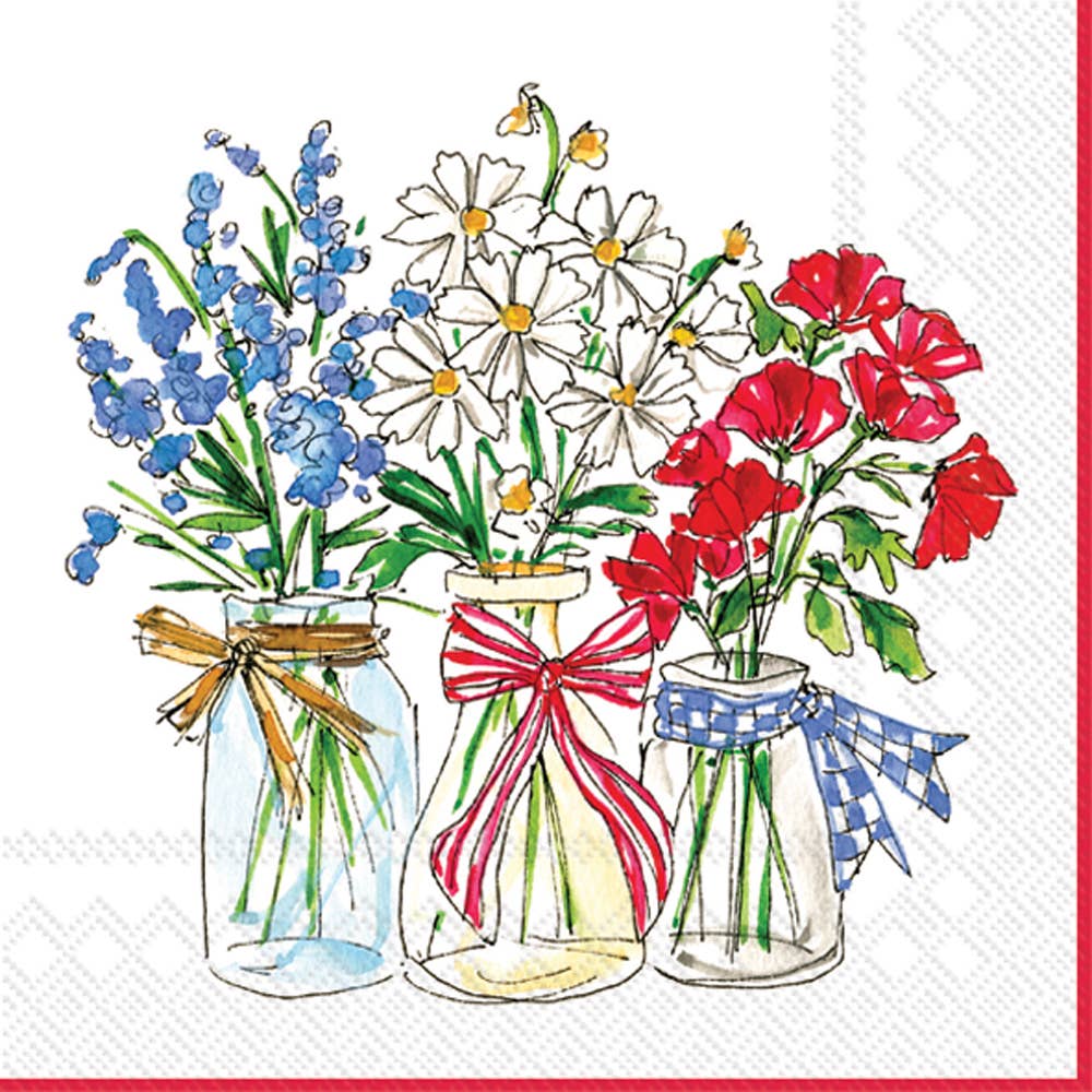Paper Cocktail Napkins Patriotic Floral