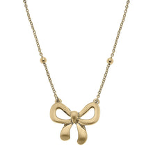 Load image into Gallery viewer, Rosalie Bow Pendant Necklace in Worn Gold

