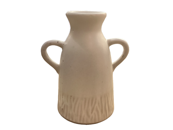 Striped Vase w/Handles White 6
