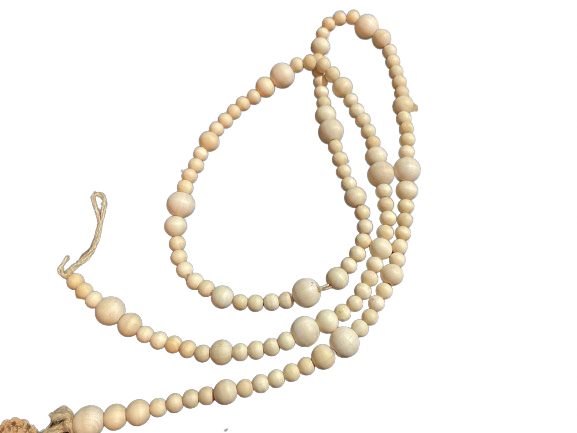 Natural Wood Beaded Garland 64"