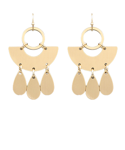 Teardrop Charm & Wedge Earrings Gold