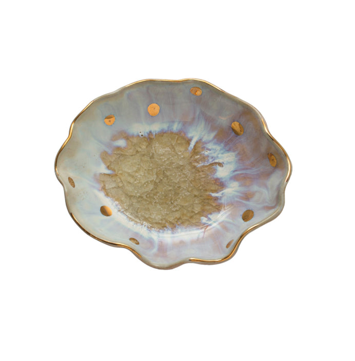 Stoneware Dish Mother Of Pearl