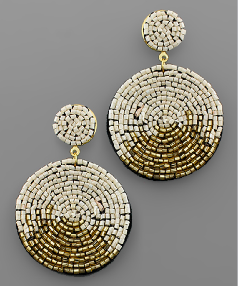 Two Tone Bead Disc Earring