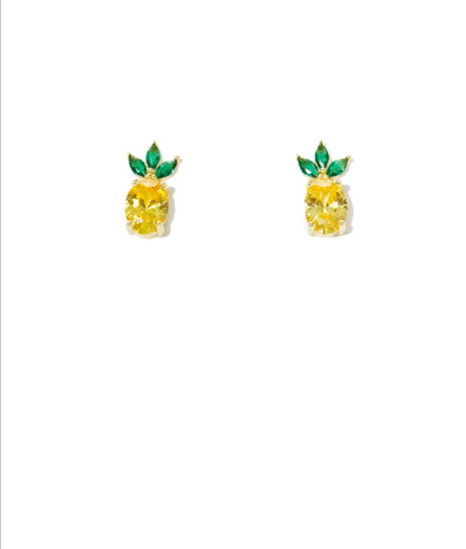 Jeweled Pineapple Stud Earrings