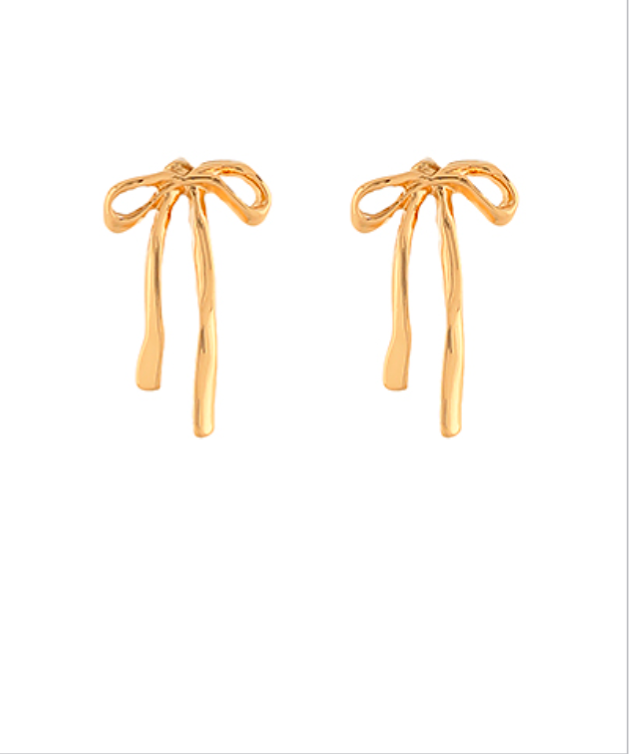 Long Bow Stud Earrings