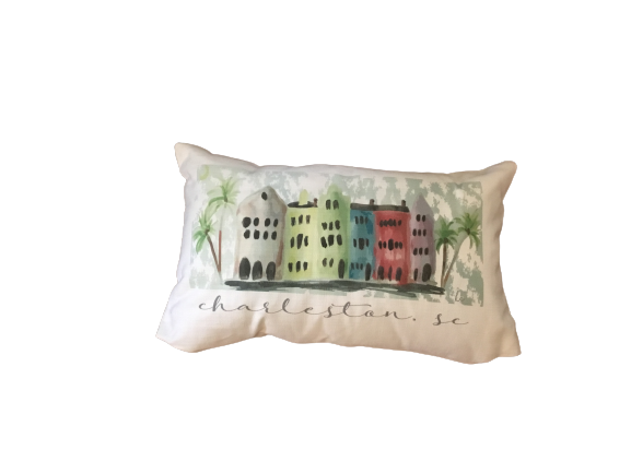 Charleston Rainbow Row Lumbar Pillow 19x11