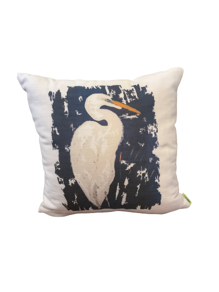 Egret Hand Painted pillow
