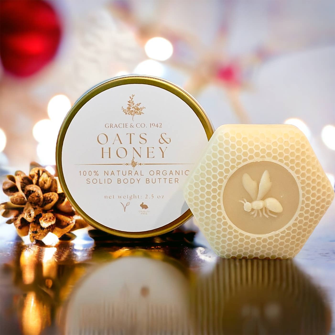 Organic Solid Body Butter Lotion Bar: Oats & Honey