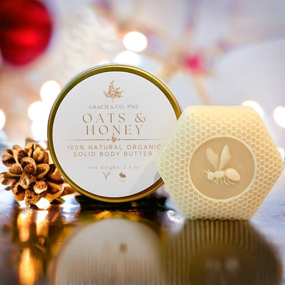 Organic Solid Body Butter Lotion Bar: Oats & Honey