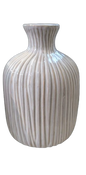 Ceramic White Line Vase 6.3"