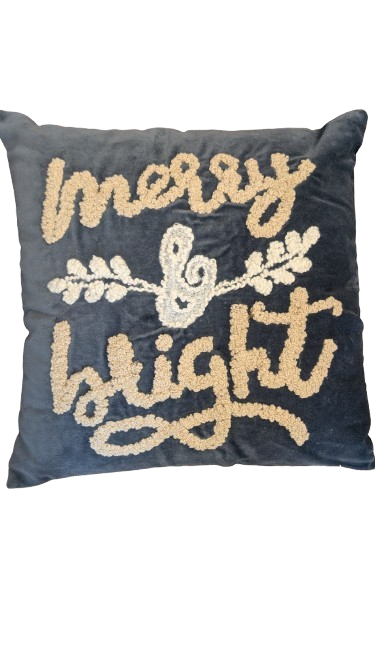 Blue Velvet Pillow Merry & Bright