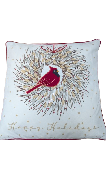 Cardinal Wreath Square Pillow