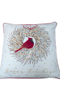 Cardinal Wreath Square Pillow