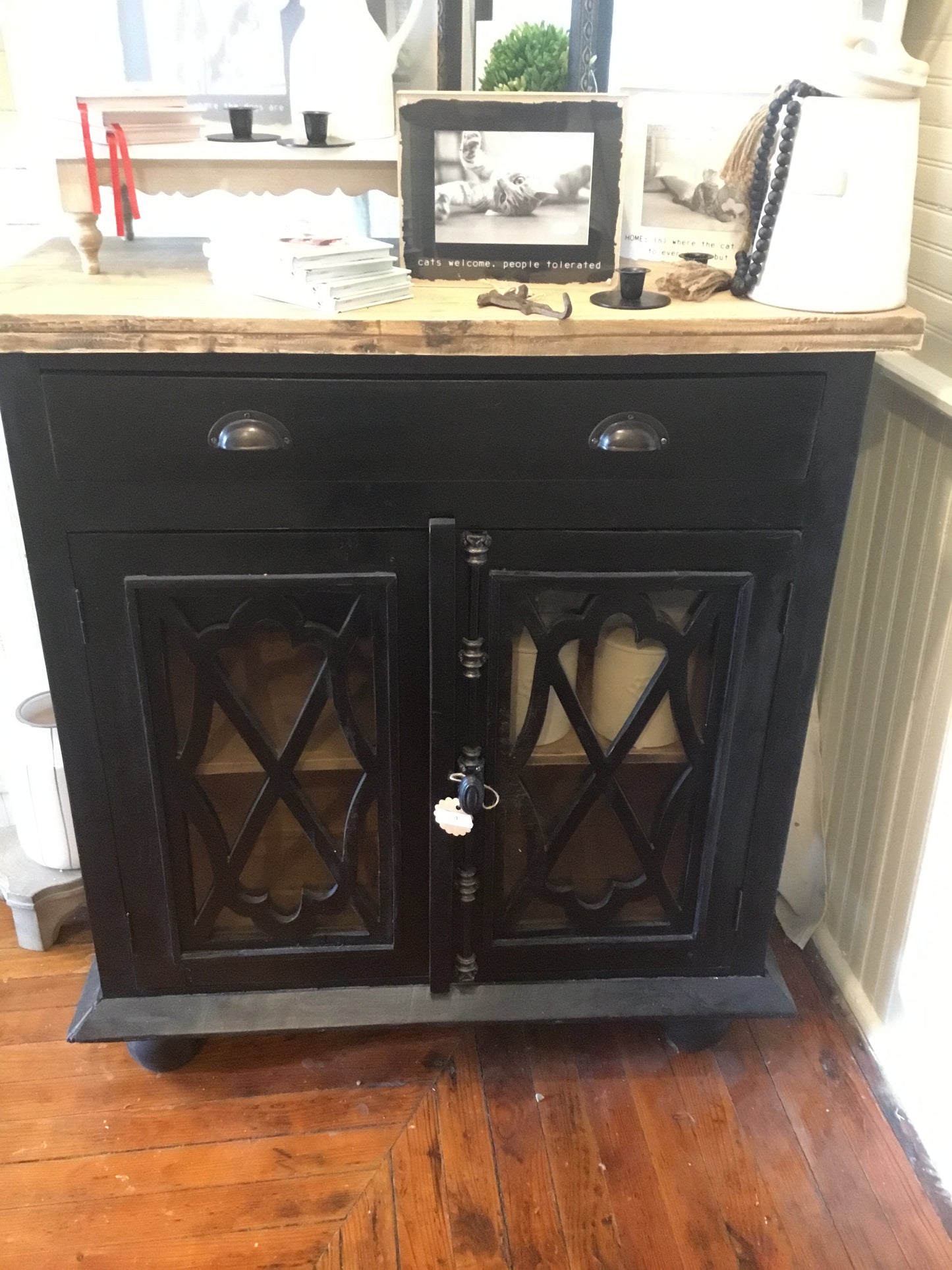 Glass Door Accent Cabinet Black