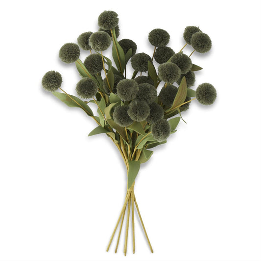 Green Pompom Pick w/Leaves