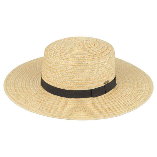 Ribbon Band Boater Hat: Natural Black