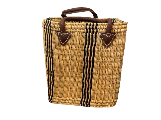 Rectangle Straw Tote w/Black Strip