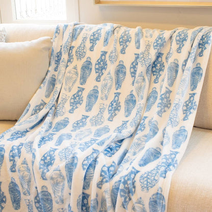 Claire Chinoiserie Throw   Blue/White   50x60