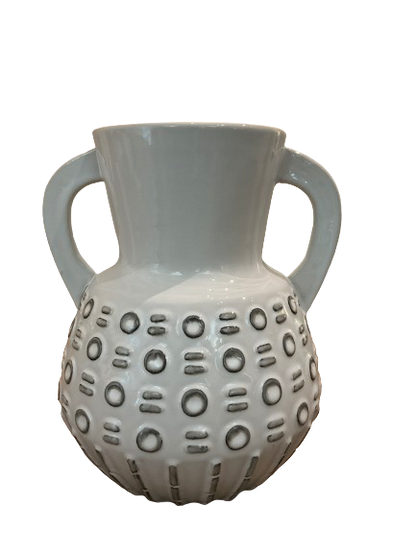 Ceramic Round Bellied Side Handled Vase