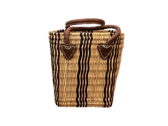 Rectangle Straw Tote w/Black Strip