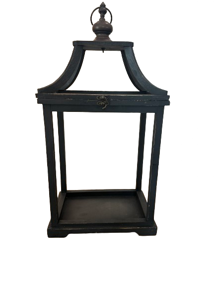 Open Wood Lantern Black