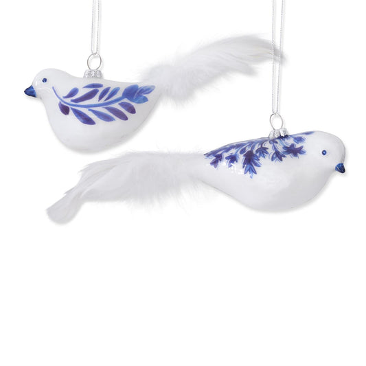 Glass Bird Ornament w/Feather Tail