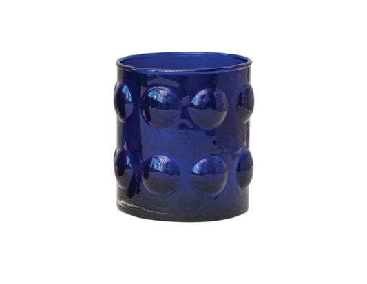 Glass Hobnail Votive Holder Blue