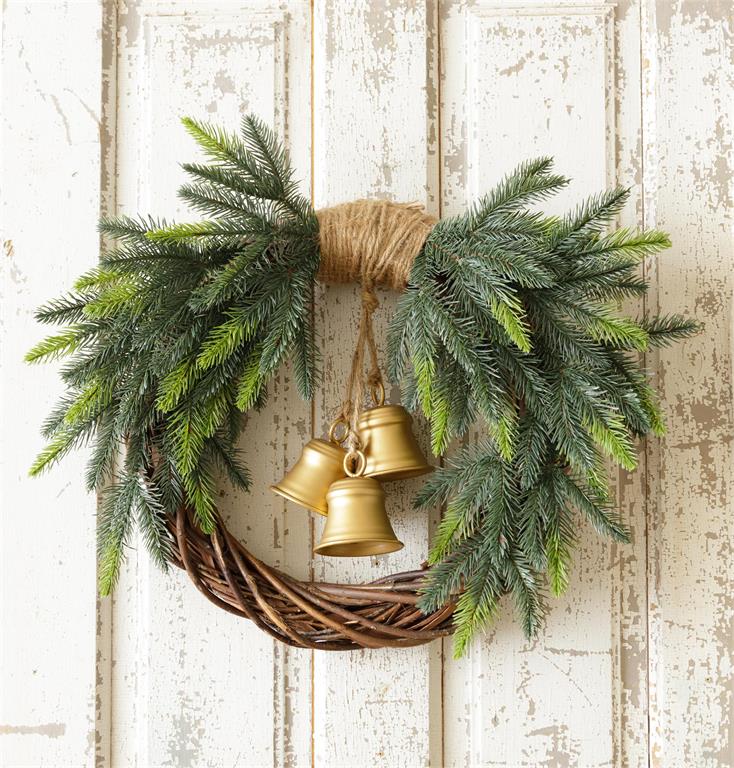 Evergreen Wreath W/Bells