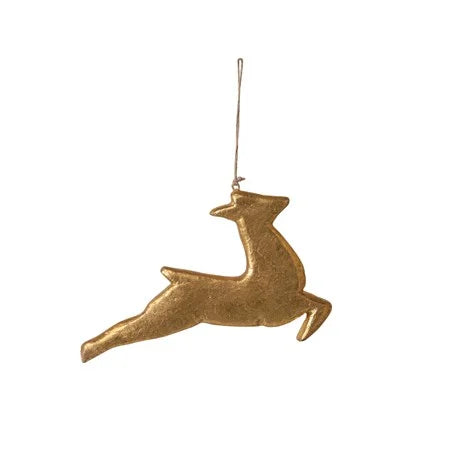 Gold Paper Mache Deer Ornament