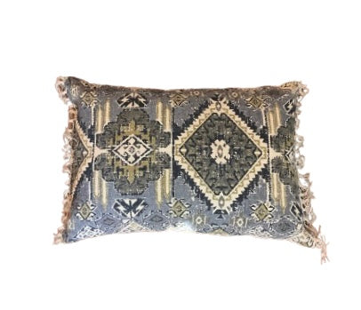 Boho Blue/Gray Lumbar Pillow