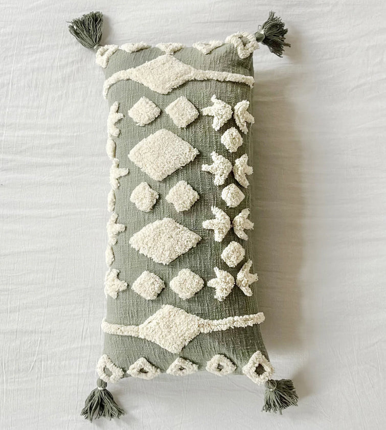 Diamond Tufted Cotton Slub Rectangle Pillow