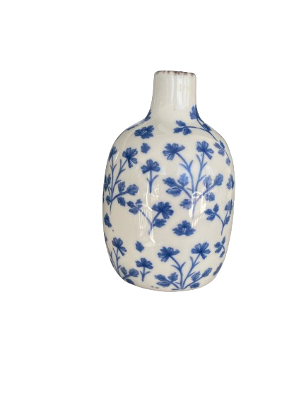 Small Blue Floral Bud Vase