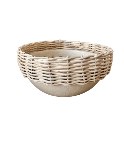 Rattan Rim Paper Mache Bowls