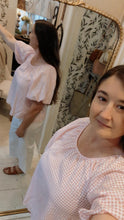Load image into Gallery viewer, Gingham Bubble Sleeve Top White
