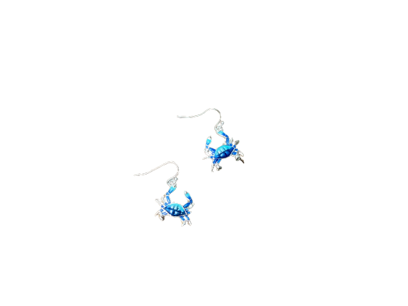 Blue Crab Earrings Silver