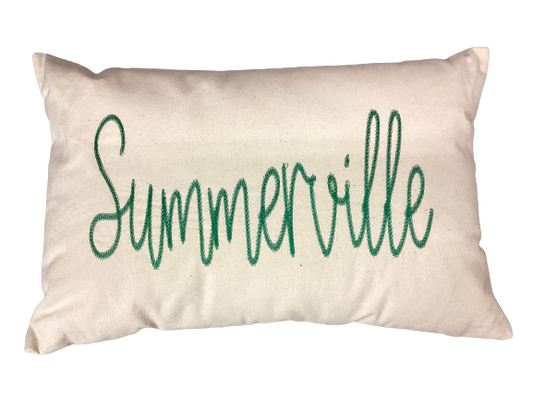 Summerville Embroidered Canvas Pillow