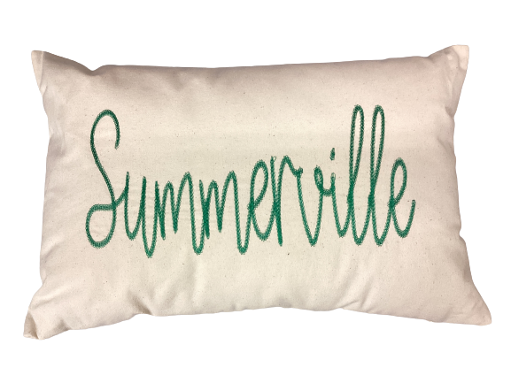 Summerville Embroidered Canvas Pillow