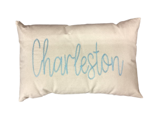 Charleston Embroidered Canvas Pillow