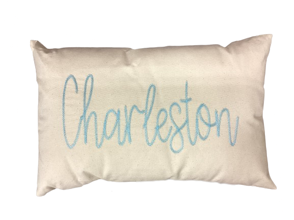 Charleston Embroidered Canvas Pillow