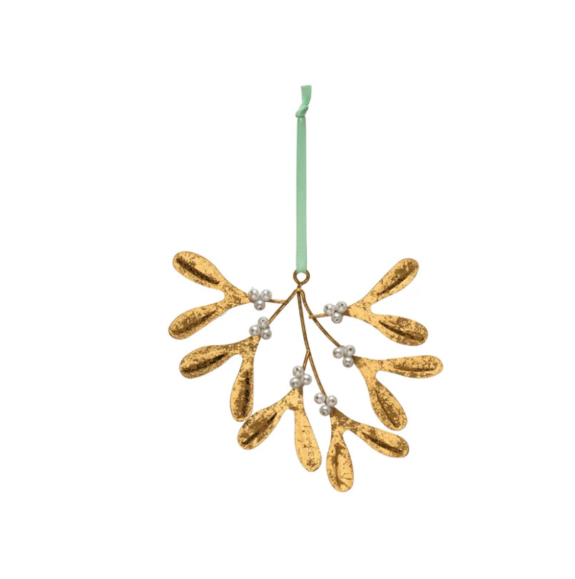 Metal Mistletoe Ornament w/Beads