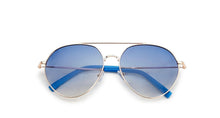 Load image into Gallery viewer, Gold Framed Blue Lens Glasses w/Rattan Case
