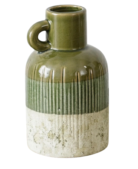 Green 9.5"h Jug w/Distressed Bottom