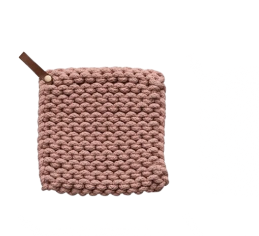 Crocheted Pot Holder Leather Loop