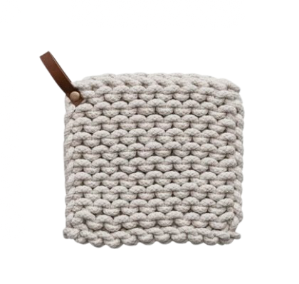 Crocheted Pot Holder Leather Loop