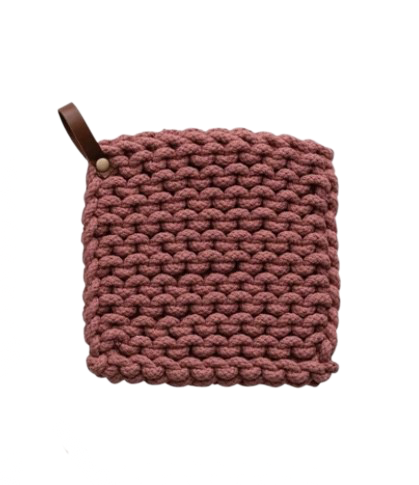 Crocheted Pot Holder Leather Loop