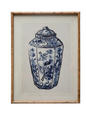 Wood Framed Cachepot Blue/White