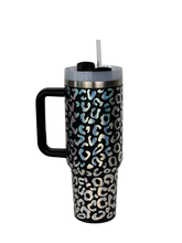 Load image into Gallery viewer, 40oz Tumbler with Handle Holographic Leopard Print

